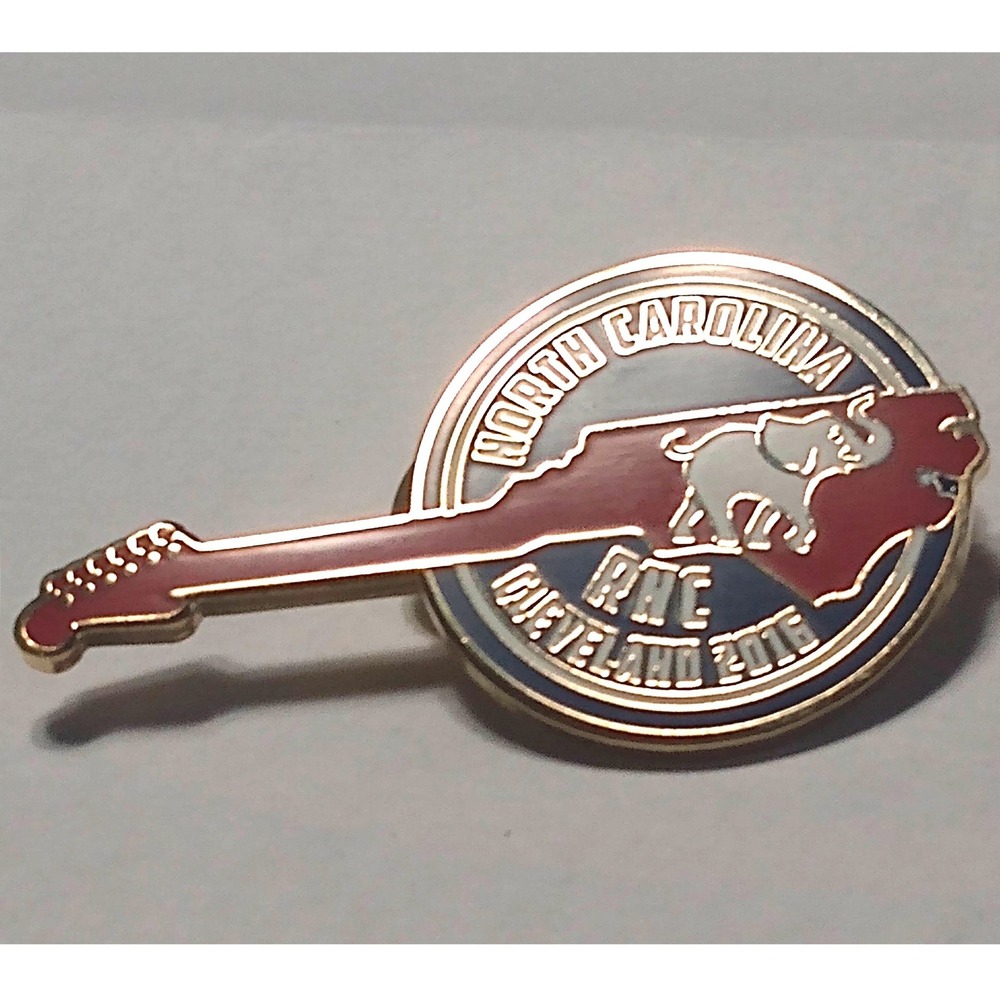 VINTAGE 2016 RNC Cleveland North Carolina Guitar Pin Political GOP Americana - Picture 3 of 4
